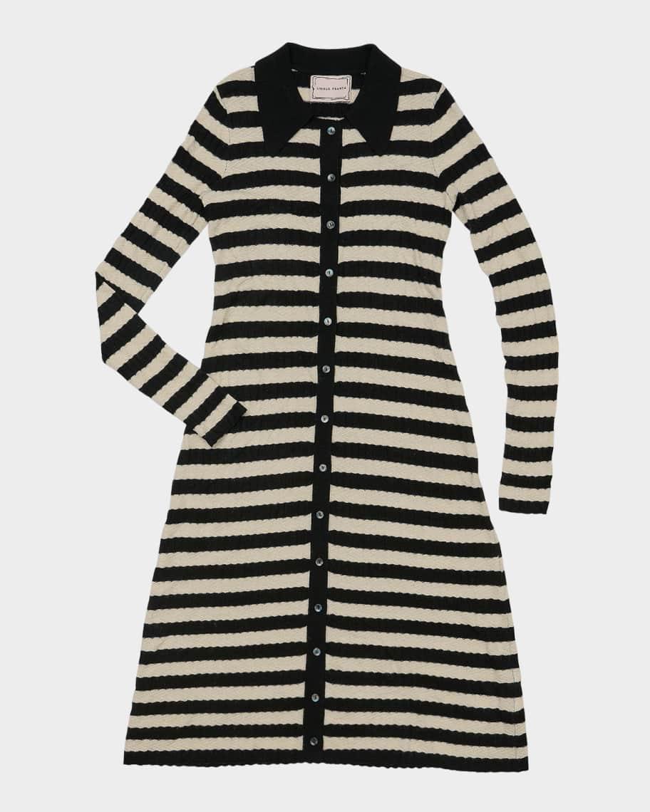 Morrissey Striped Button-Down Ribbed Midi Dress Product Image