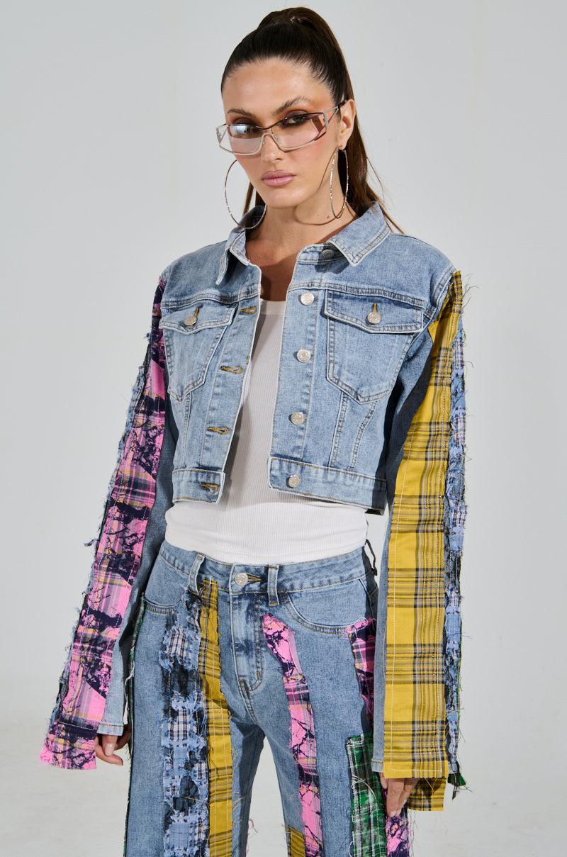 MAKING WAVES PATCHWORK DENIM JACKET Product Image