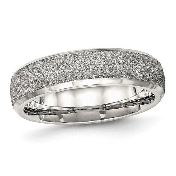 Men's 6.0mm Laser -Cut Wedding Band in Stainless Steel Product Image