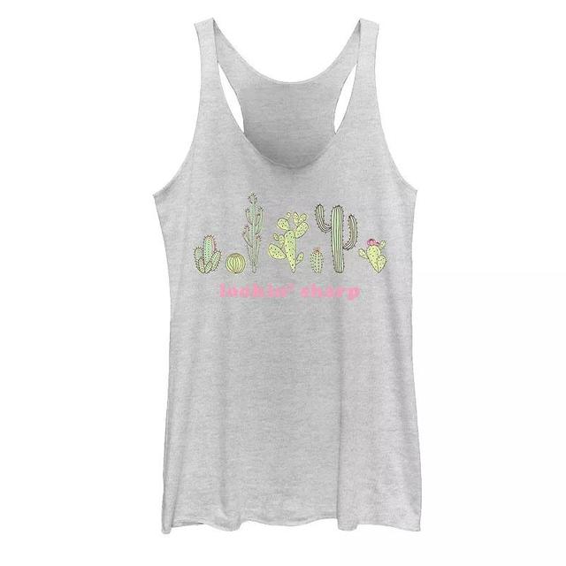 Juniors Embrace Flower Stems Tank Top, Girls White Grey Product Image