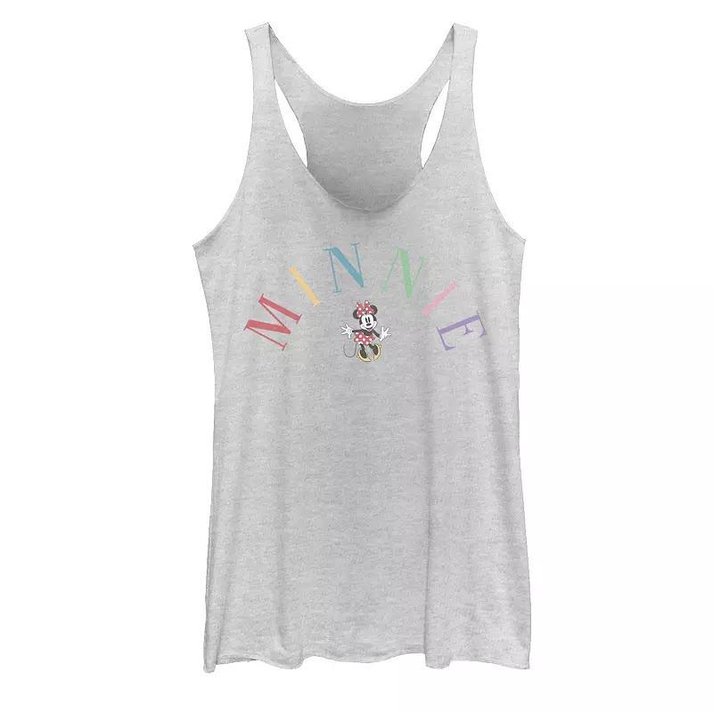 Juniors Disneys Minnie Mouse Text Tank Top, Girls White Grey Product Image