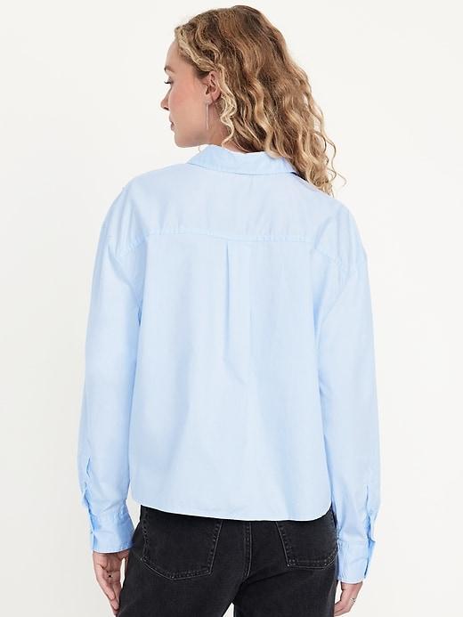 Embellished Cropped Button-Down Shirt Product Image