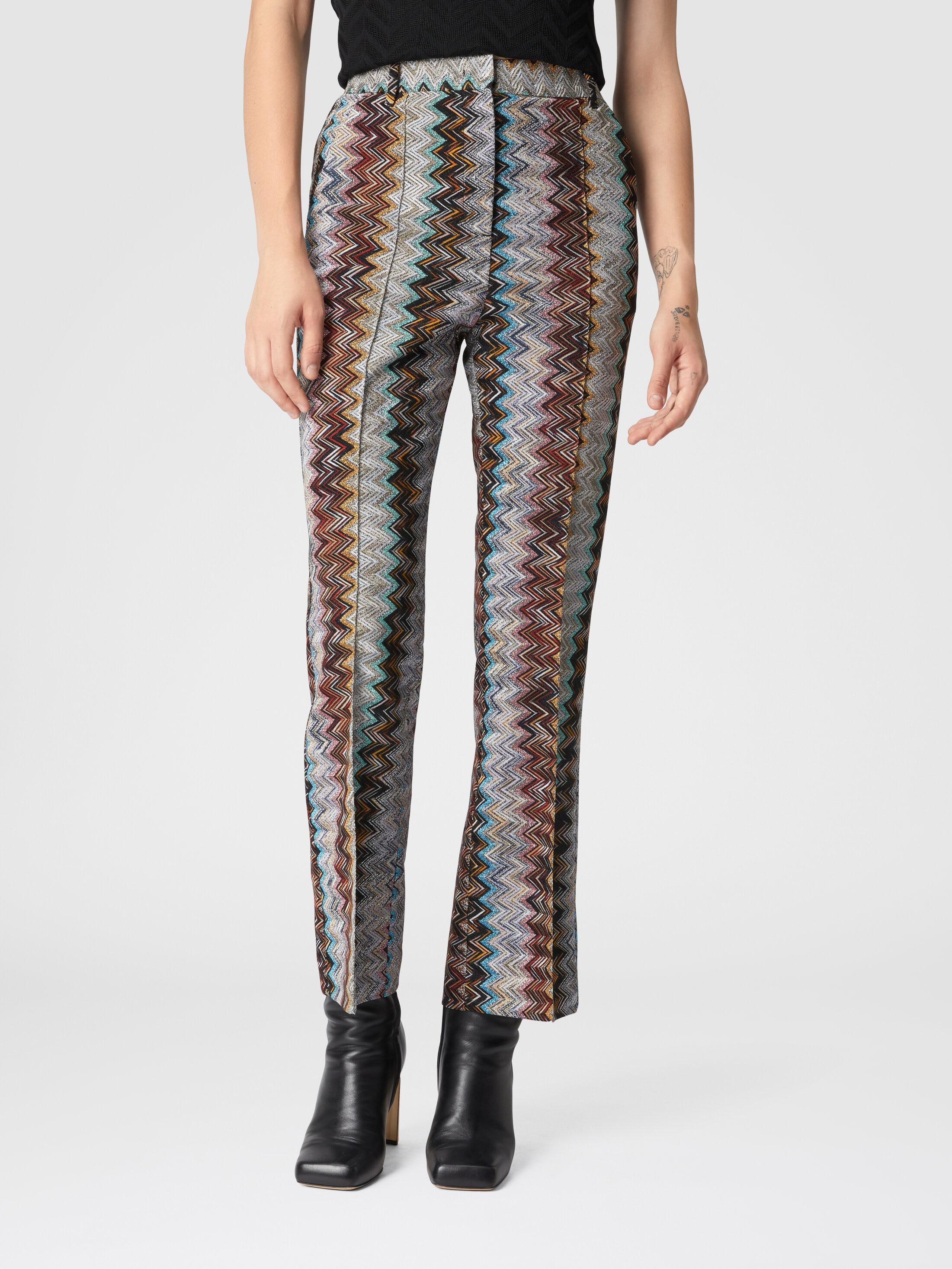 Cropped trousers with lamé slub zigzag motif Product Image