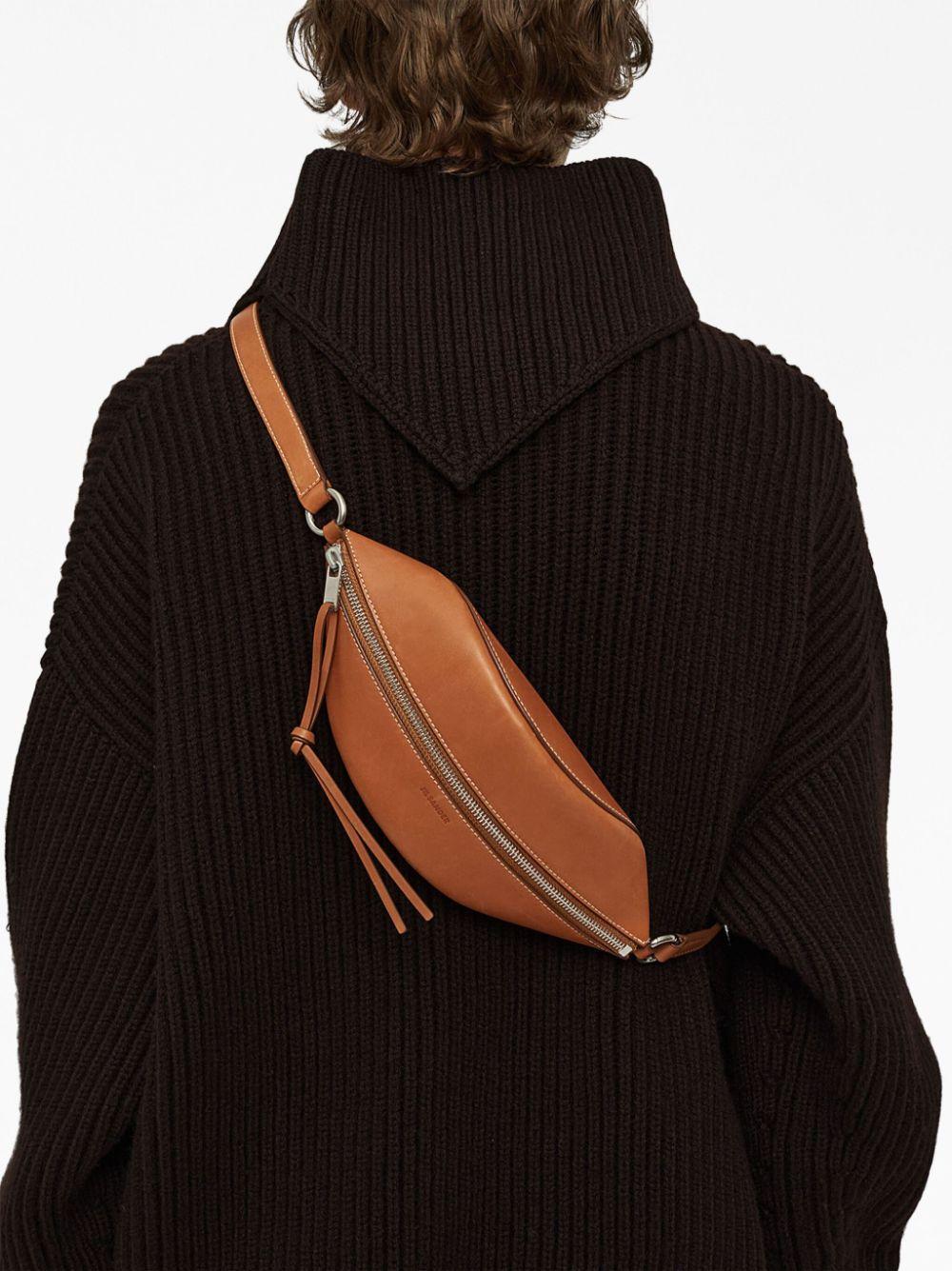 JIL SANDER Logo-debossed Leather Belt Bag In Brown Product Image