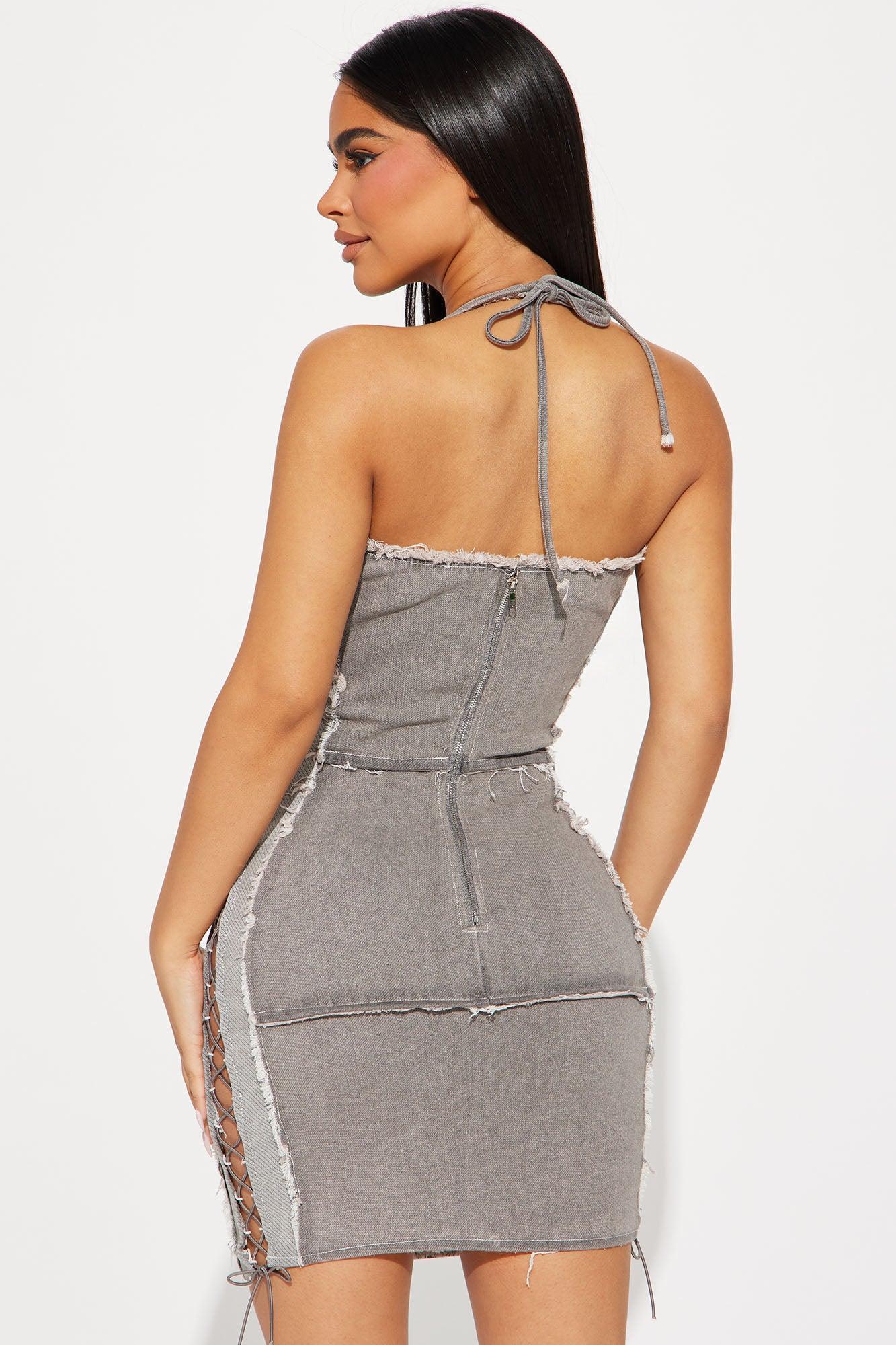 Wynter Denim Mini Dress - Grey Product Image