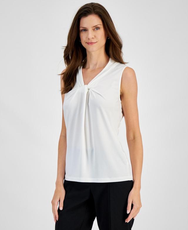 Kasper Womens V-Neck Knot Sleeveless Top Product Image