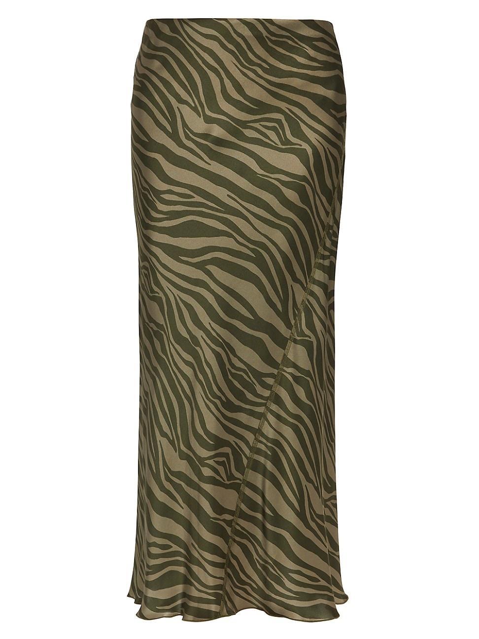 Womens Zebra Silk Midi-Skirt Product Image