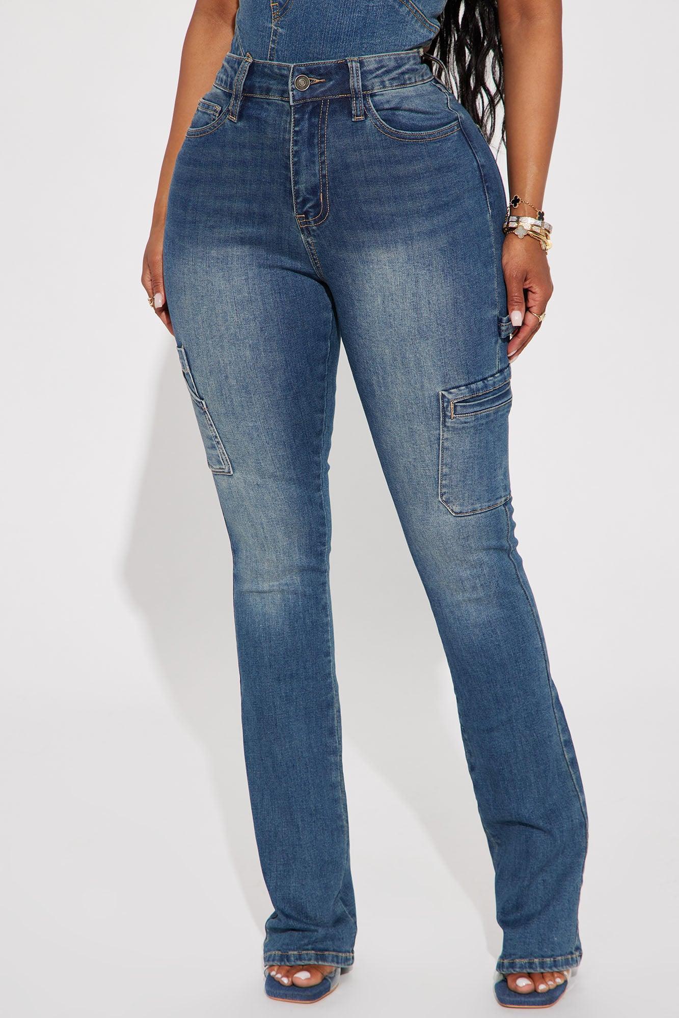 Top Tier Utility Stretch Bootcut Jeans - Medium Wash Product Image