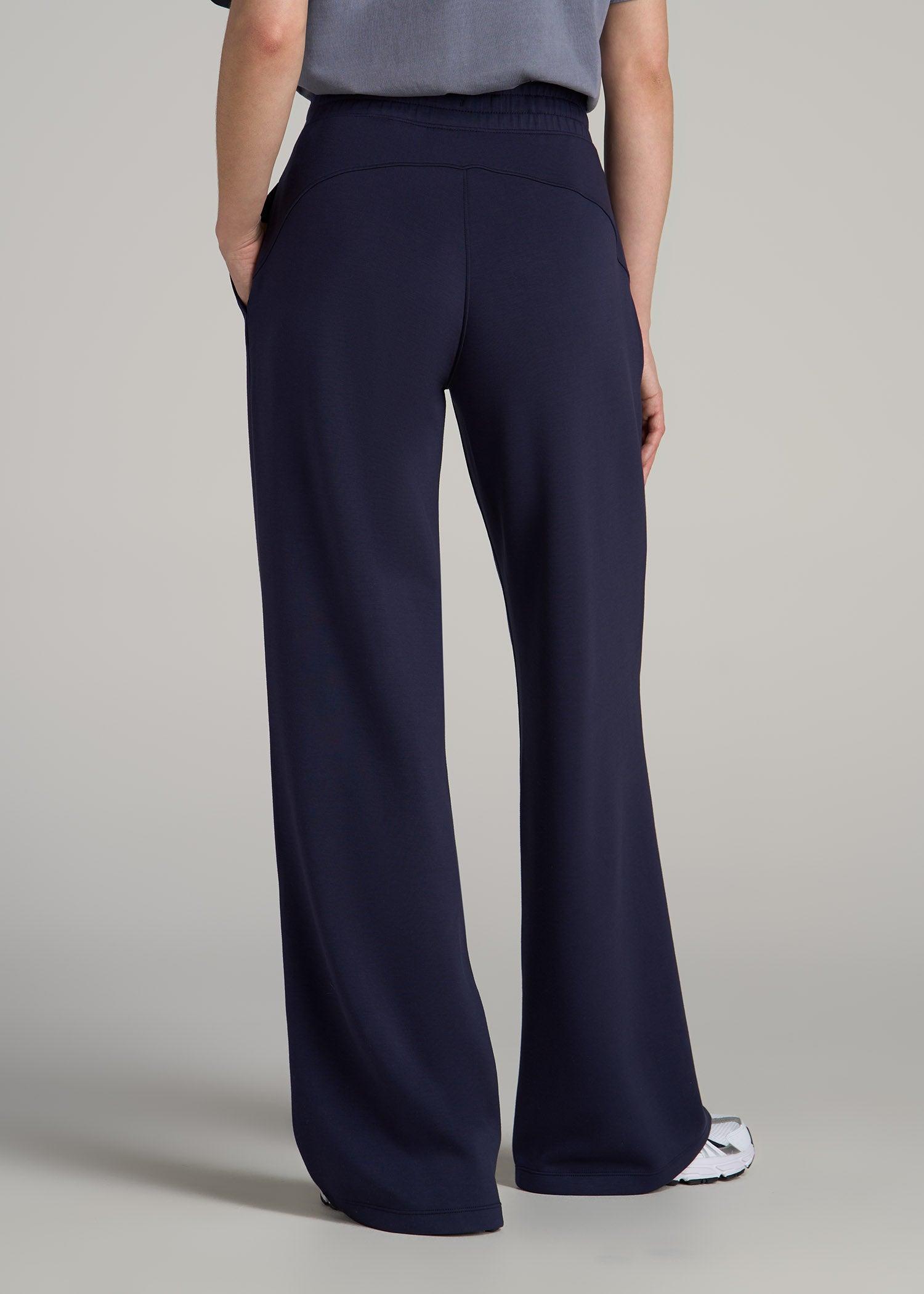 Pull-On Tie Waist Wide Leg Pants for Tall Women in Navy Product Image