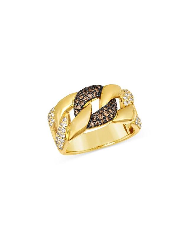 Bloomingdales Fine Collection Mens Brown & Champagne Diamond Link Ring in 14K Yellow Gold Product Image