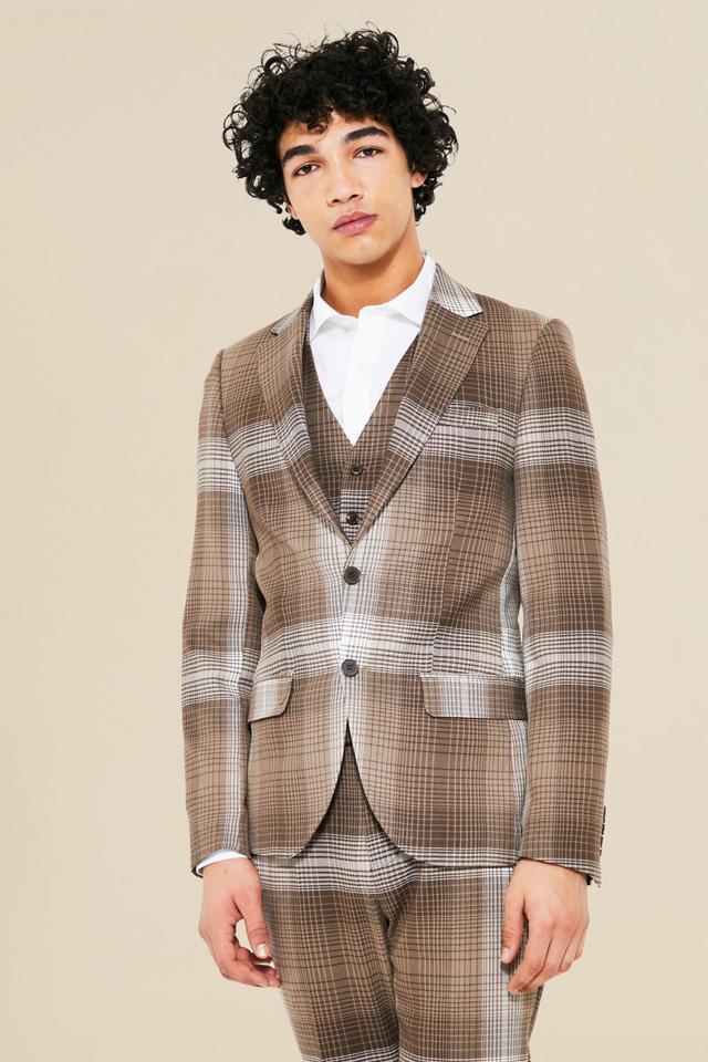 Single Breasted Skinny Check Suit Jacket | boohooMAN USA Product Image