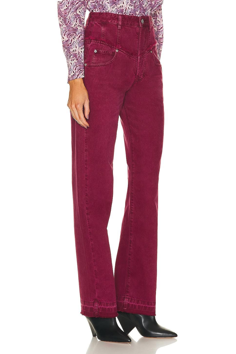 Isabel Marant Noemie Straight Leg in Burgundy - Burgundy. Size 34 (also in 40). Product Image