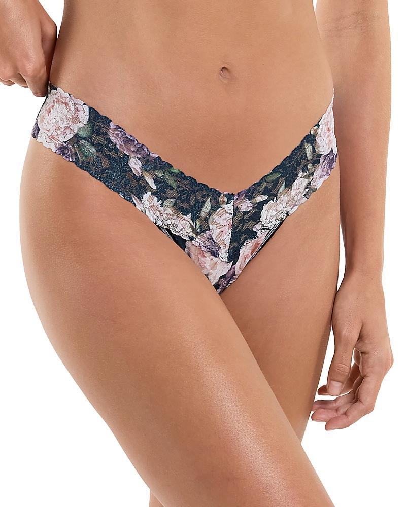 Leopard-Print Lace Low-Rise Thong Product Image