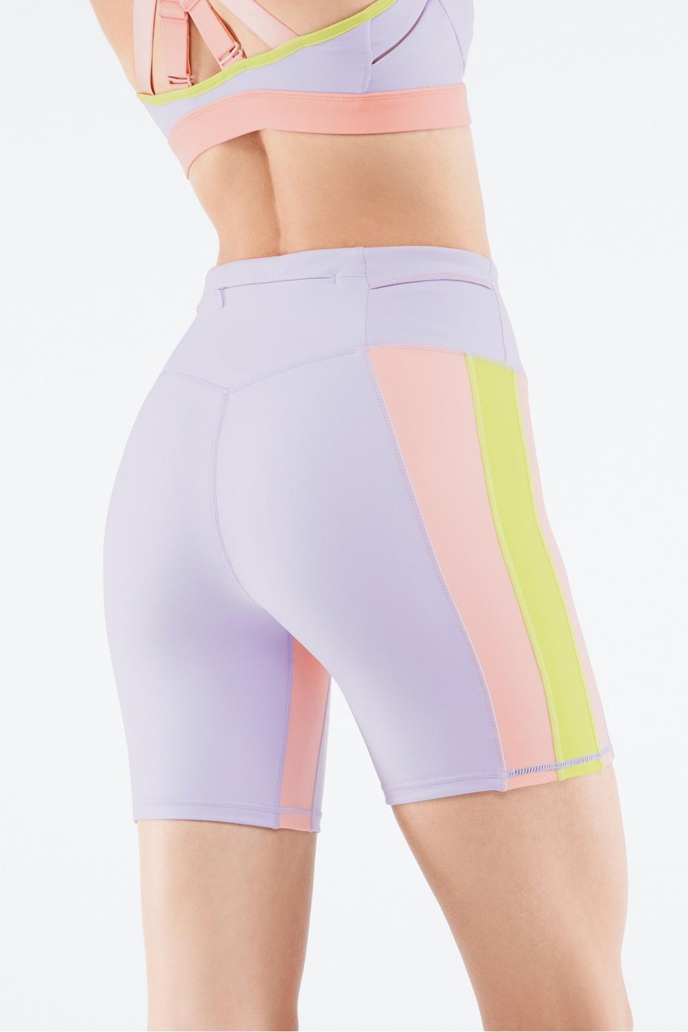 Fabletics High-Waisted Trinity Run Short 7 Womens Frosted Lilac Multi Size XS Product Image