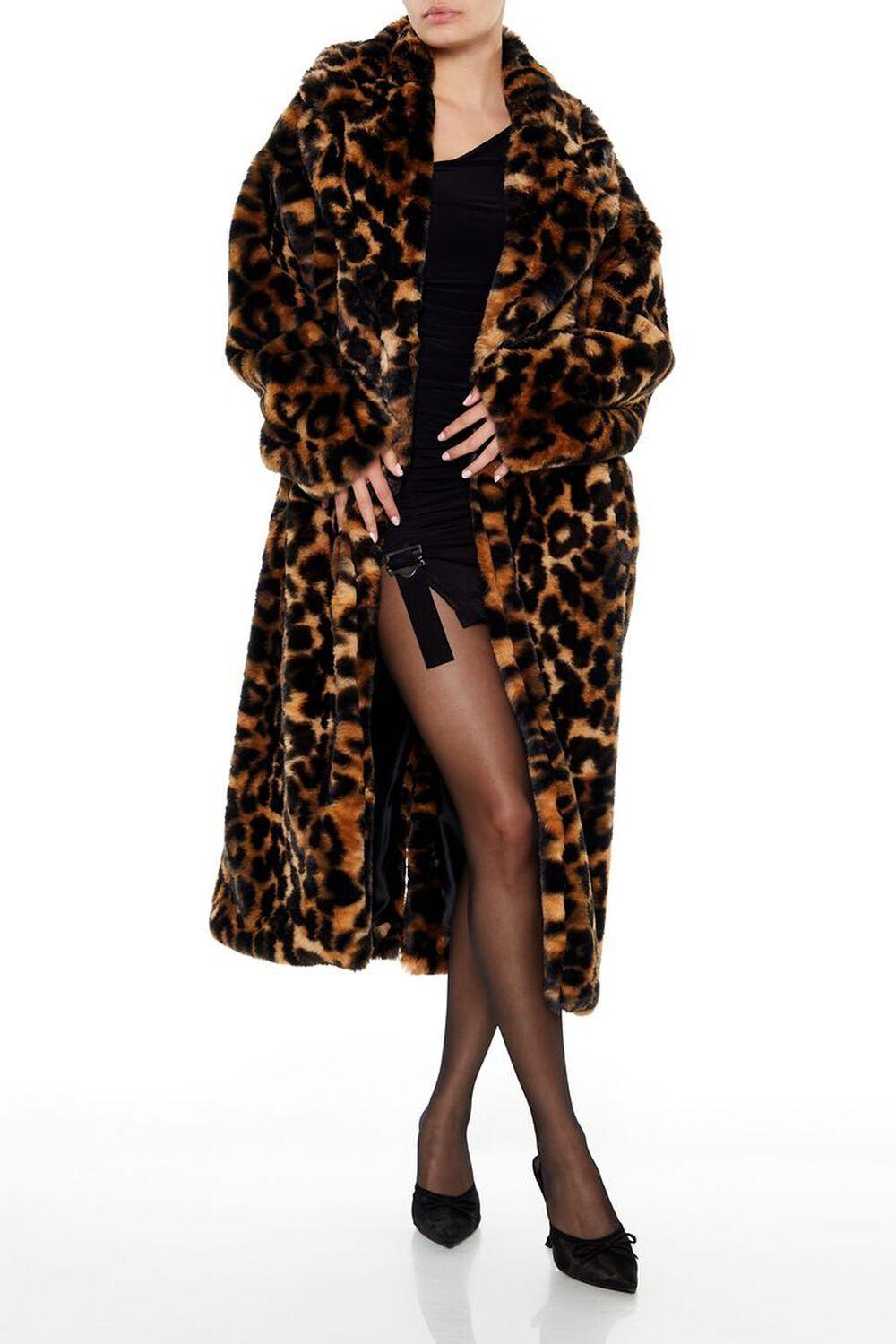 Faux Fur Leopard Print Coat | Forever 21 Product Image