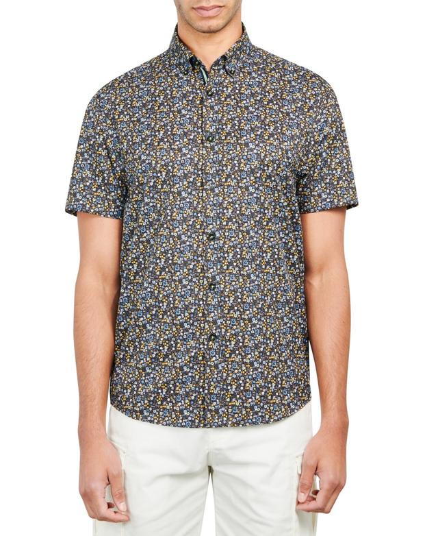 Society of Threads Mens Slim-Fit Performance Stretch Floral Short-Sleeve Button-Down Shirt Product Image