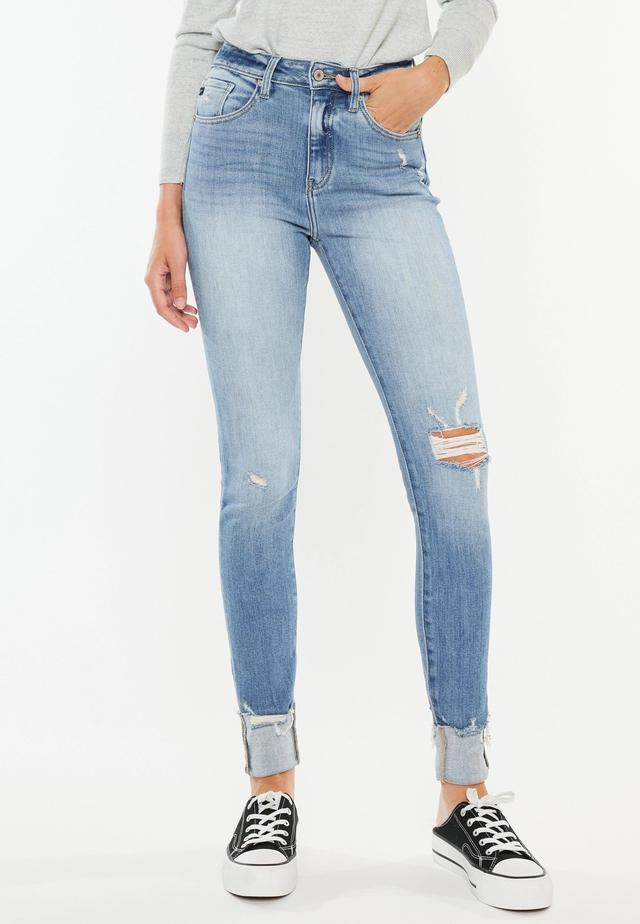 KanCan™ Skinny Curvy High Rise Ripped Cuffed Hem Jean Product Image