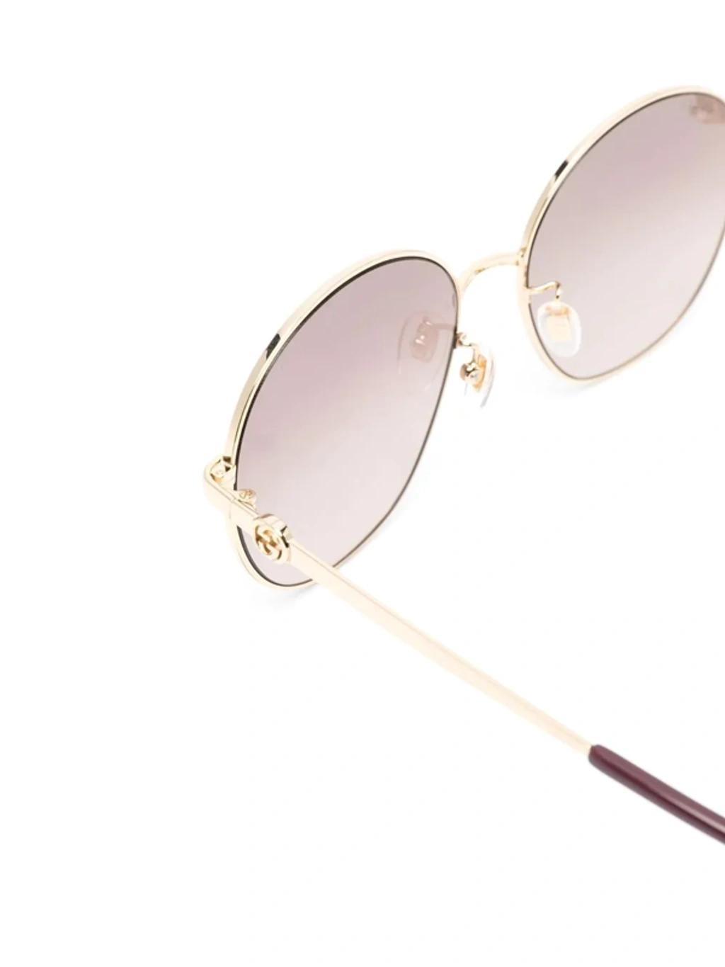 Square Tinted Sunglasses In Gold Product Image