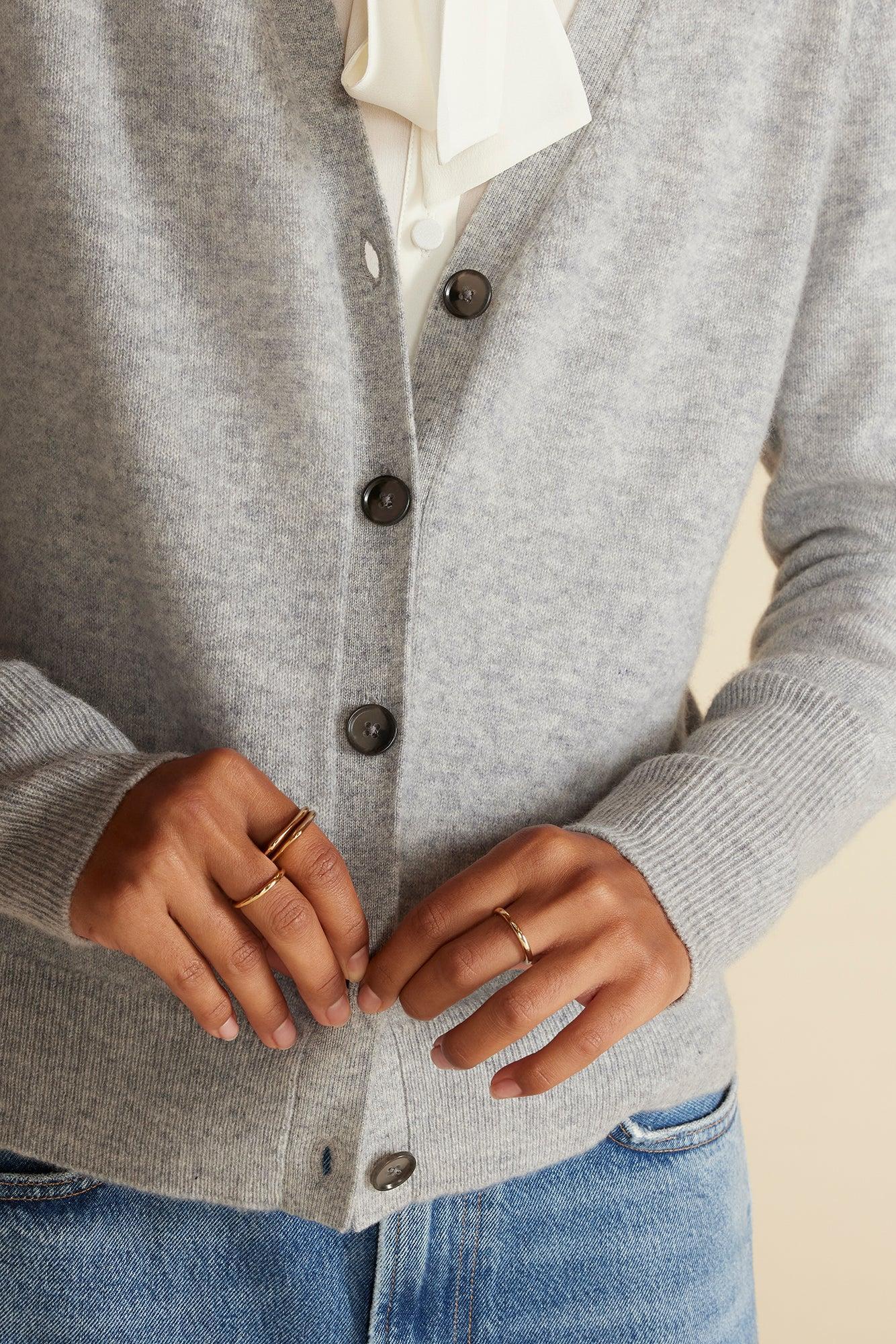 Mason Cashmere Cardigan - Heather Grey Product Image