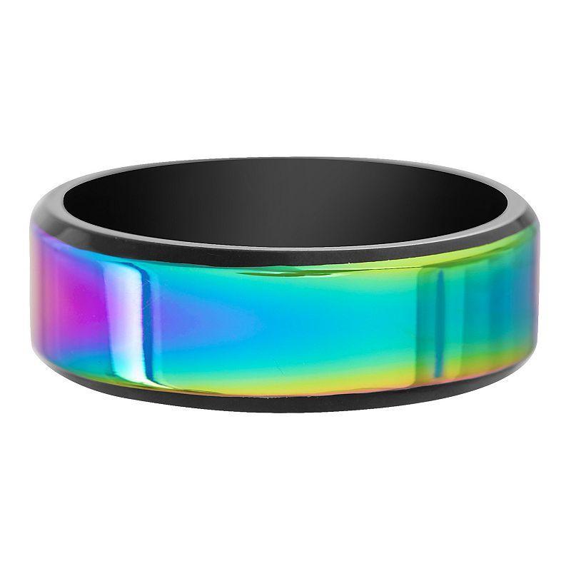 Mens Stainless Steel Rainbow Ring Silver Product Image