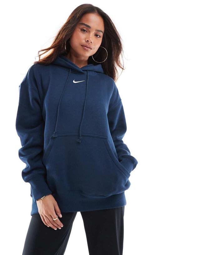 Nike Phoenix Fleece oversized hoodie in navy Product Image