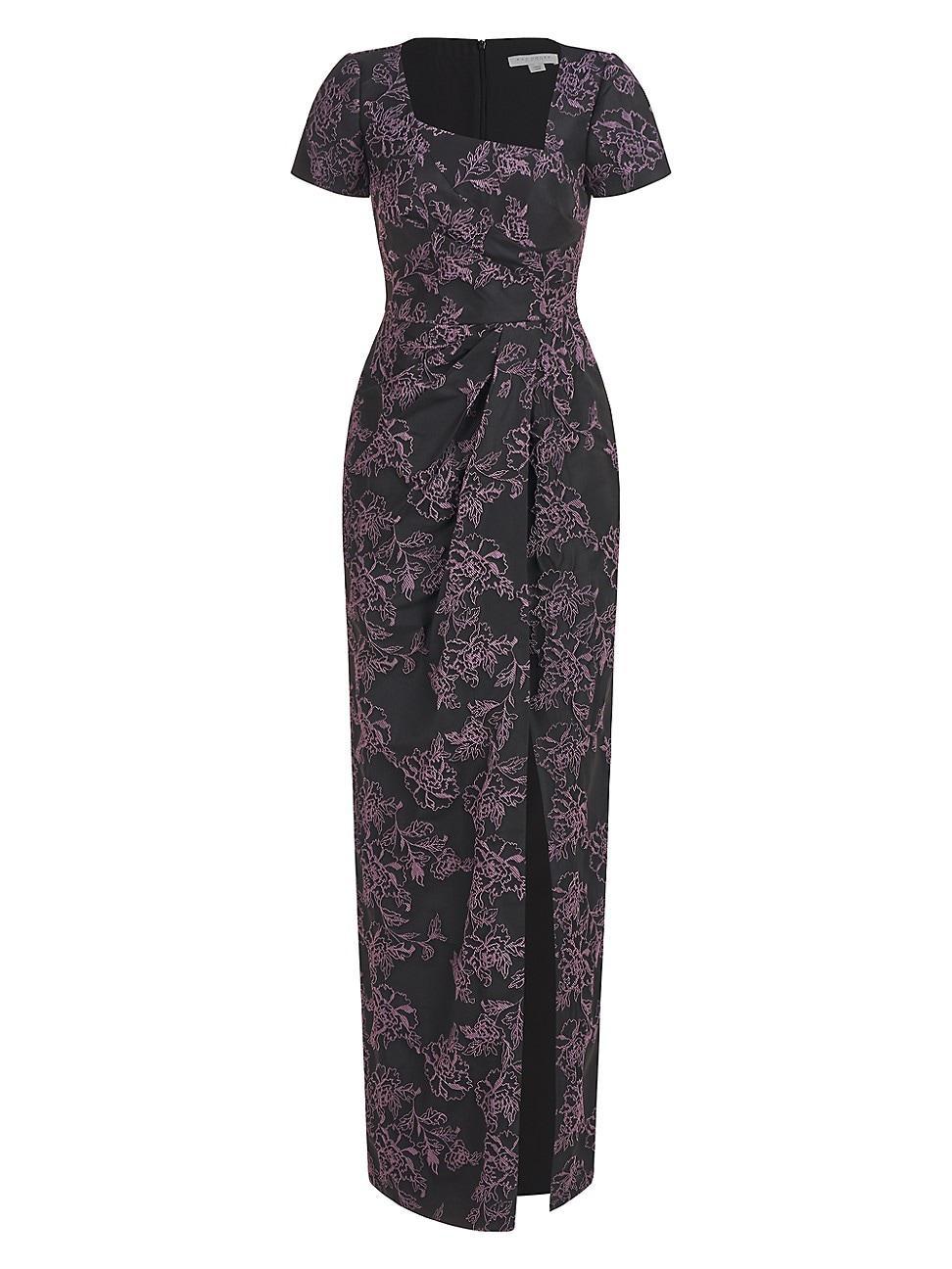 Kay Unger Rosalyn Floral Short Sleeve Column Gown Product Image