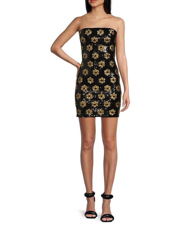 B. Darlin Floral Sequin Strapless Bodycon Mini Dress Product Image