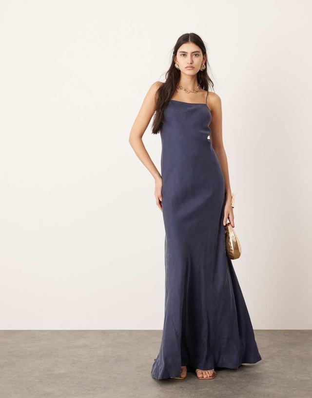 ASOS EDITION cupro ultimate bias cut maxi dress in petrol blue Product Image