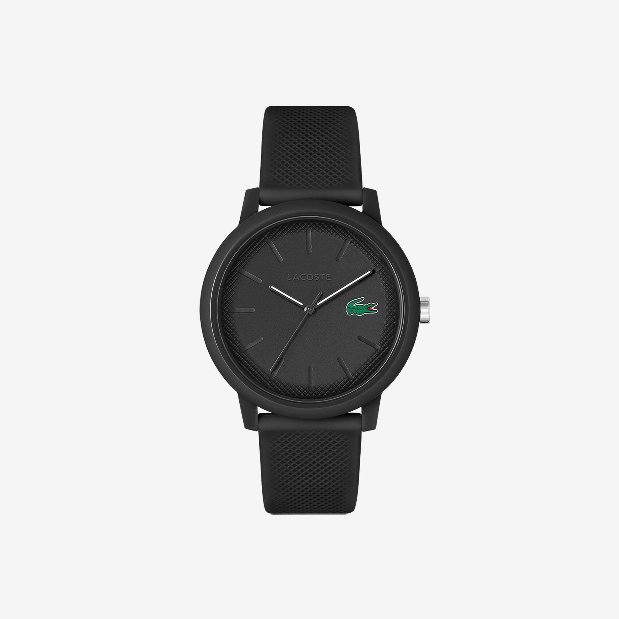 Men’s Lacoste.12.12 Black Silicone Strap Watch Product Image