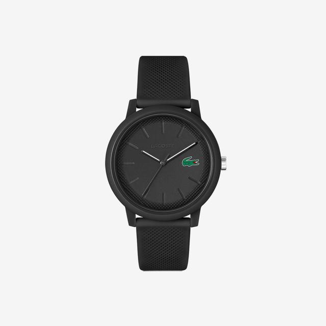 Men’s Lacoste.12.12 Black Silicone Strap Watch Product Image