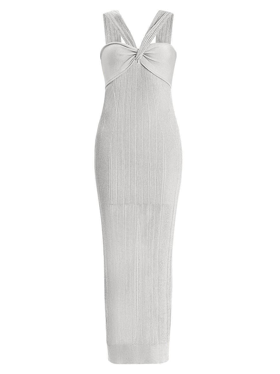 Womens Metallic Pointelle Twist-Strap Gown Product Image