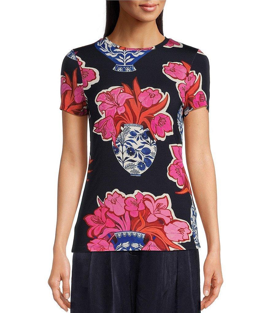 Ted Baker London Ileann Placement Floral Print Crew Neck Short Sleeve Tee Product Image