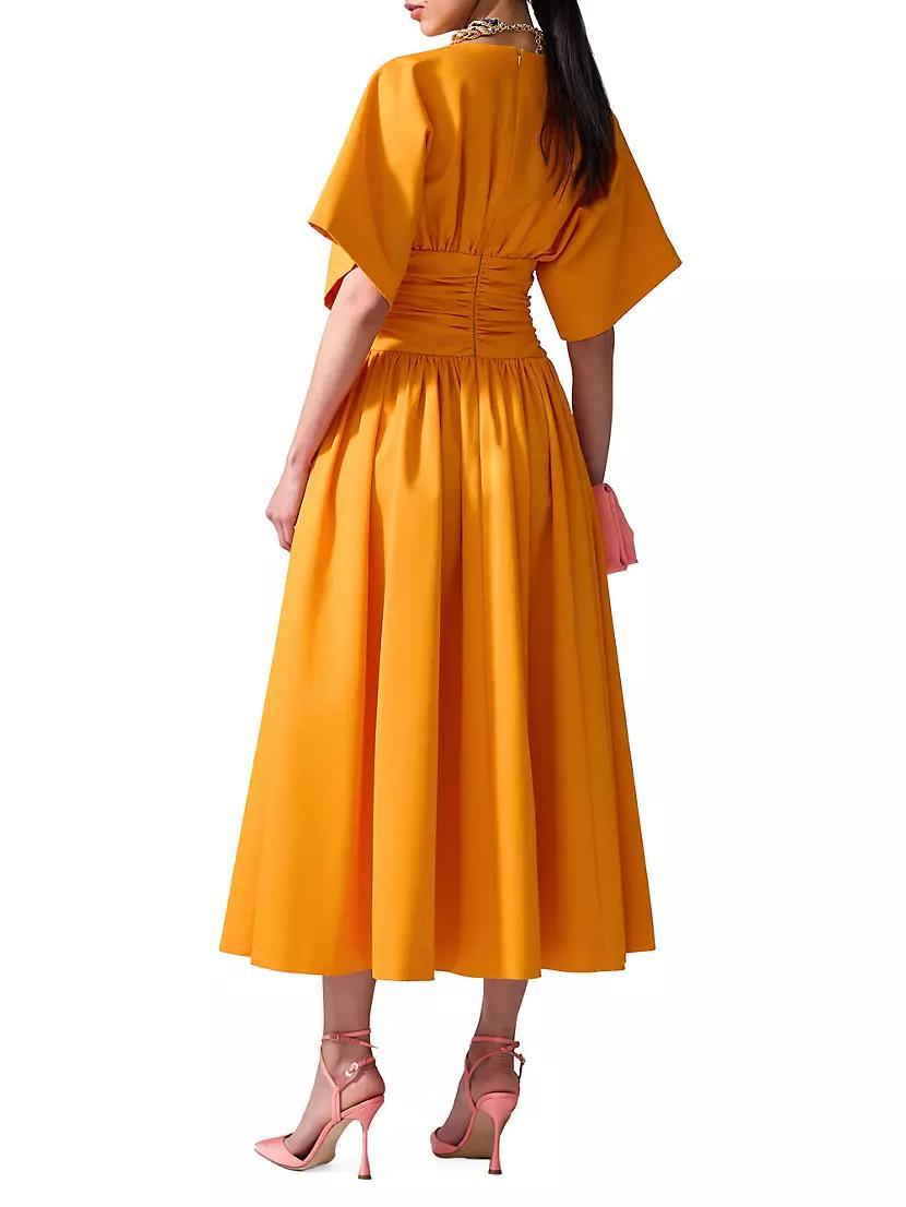 Cotton-Blend Cummerbund Waist Midi-Dress Product Image