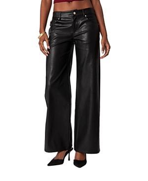 EDIKTED Straight Leg Faux Leather Jeans Product Image