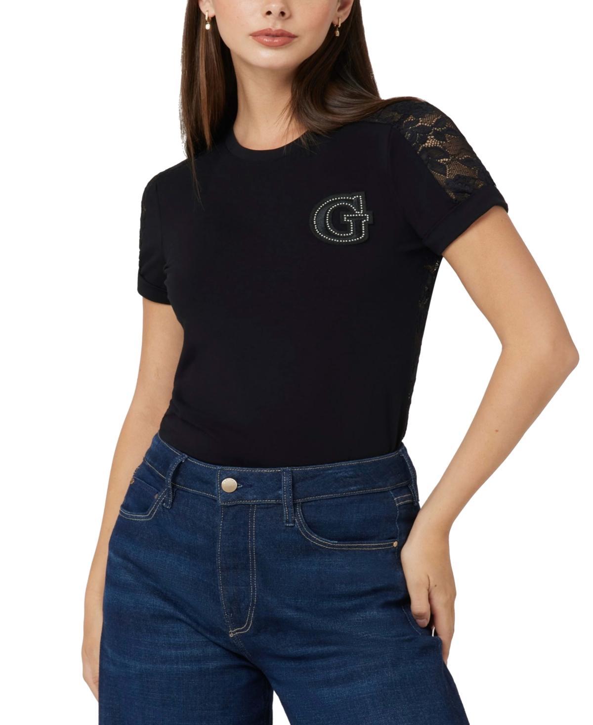 Guess Womens Lace Back Short-Sleeve T-Shirt Product Image