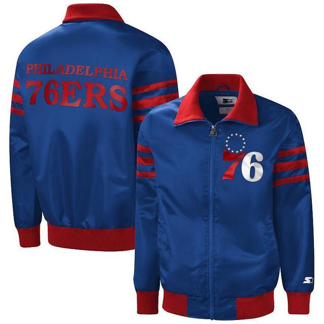 Mens Starter Royal Philadelphia 76ers The Captain II Full-Zip Varsity Jacket Product Image