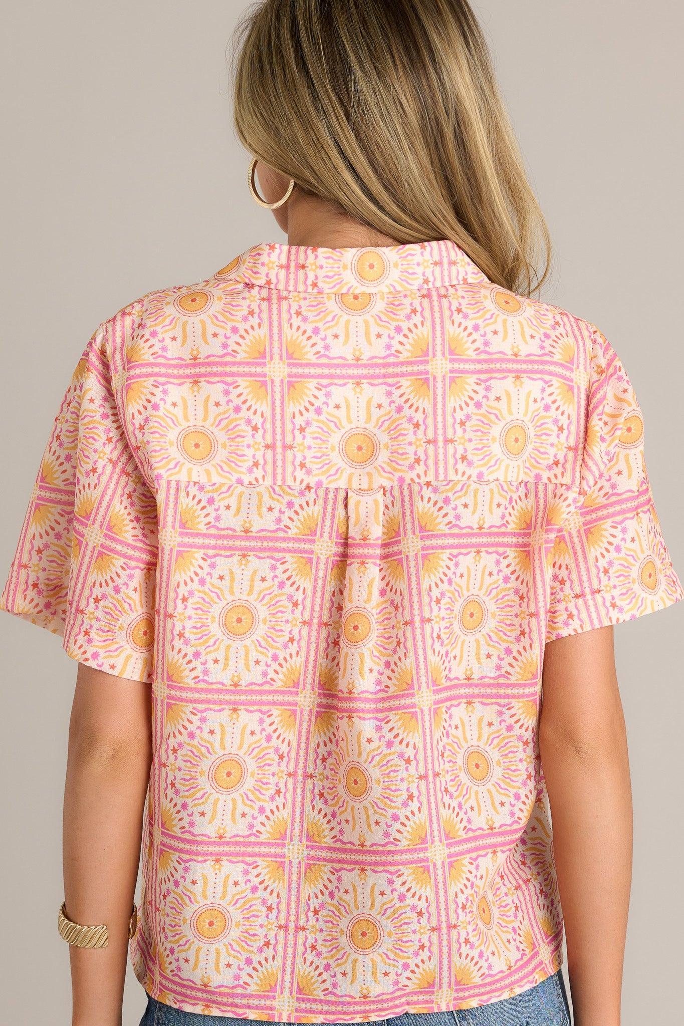 Feel The Sunshine Pink Multi Print Top Product Image