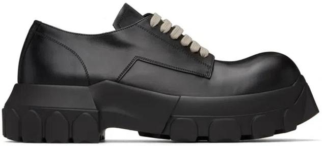 RICK OWENS Black Porterville Laceup Bozo Tractor Derbys Product Image