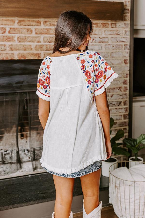 Loving The Sun Embroidered Top In White Product Image