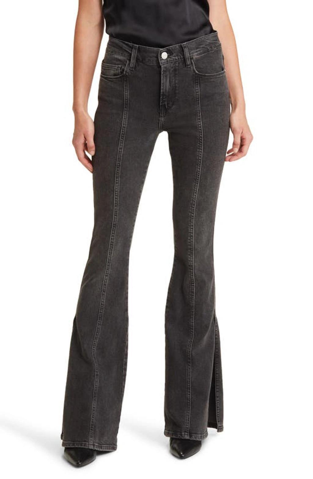 Le High Flare Side Slit Jeans In Obsidian Clean product image