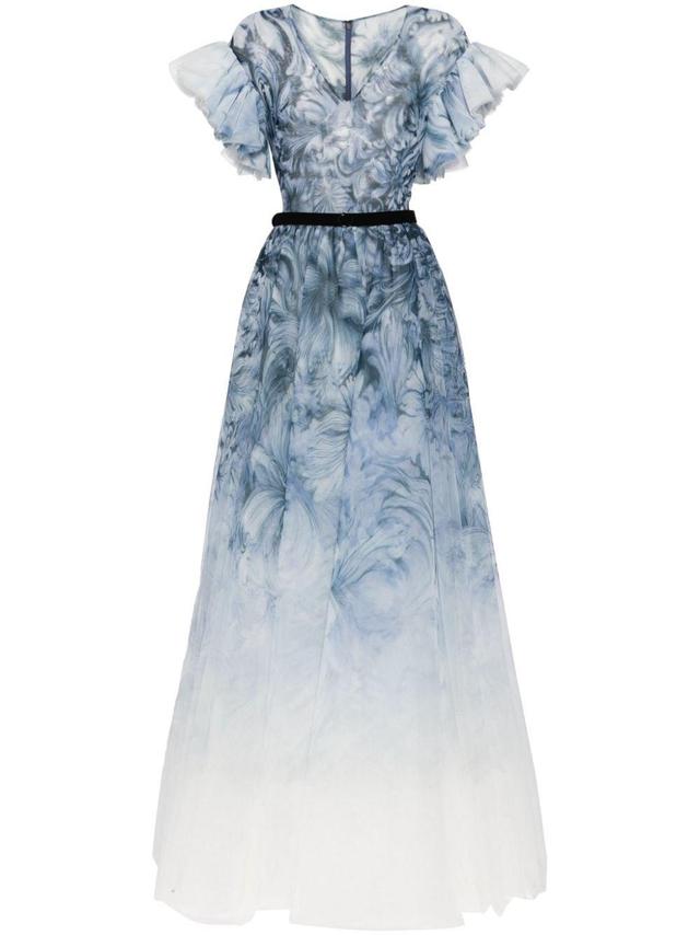 abstract-print belted gown Product Image