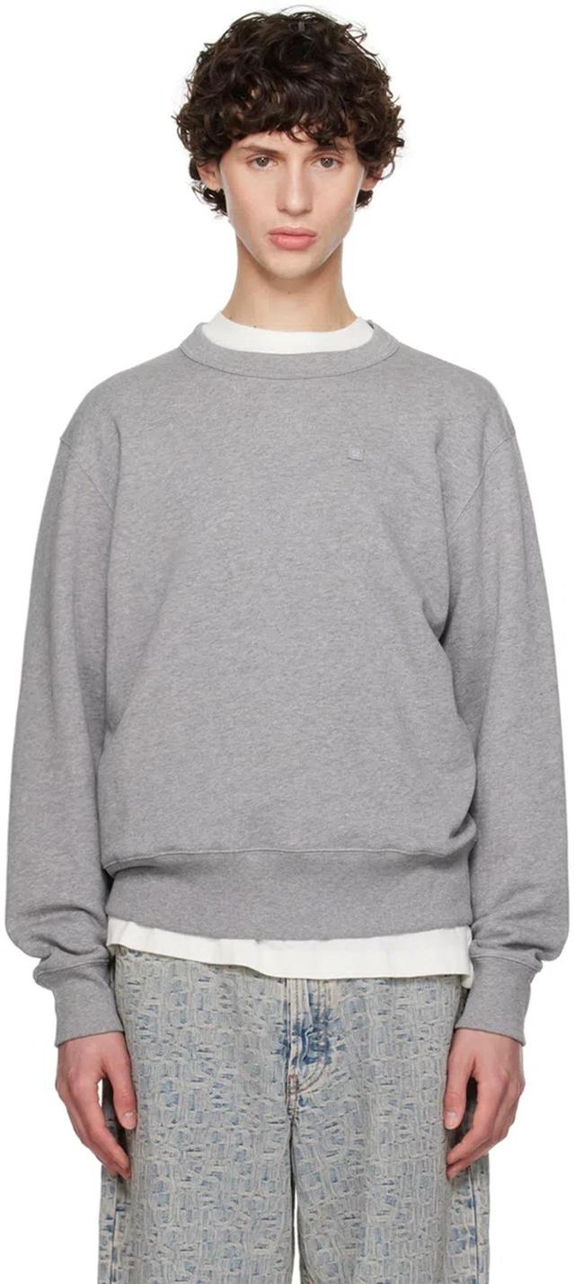 ACNE STUDIOS Fairah X M Face Crewneck Sweatshirt In Light Grey Product Image