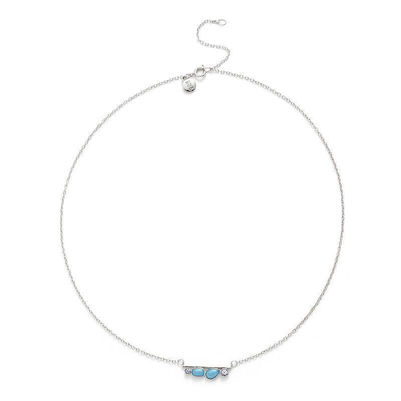 Power of Color Blue Topaz & Cubic Zirconia Necklace, Womens Silver Tone Blue Product Image