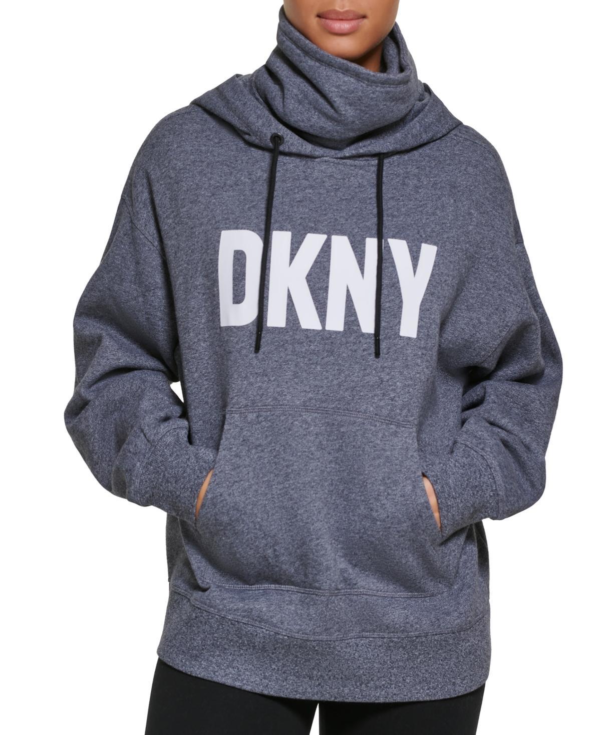 Dkny Sport Womens Funnel-Neck Logo-Print Hoodie Product Image