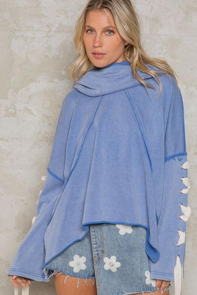 Oversized Hooded Cowl Neck Top Product Image