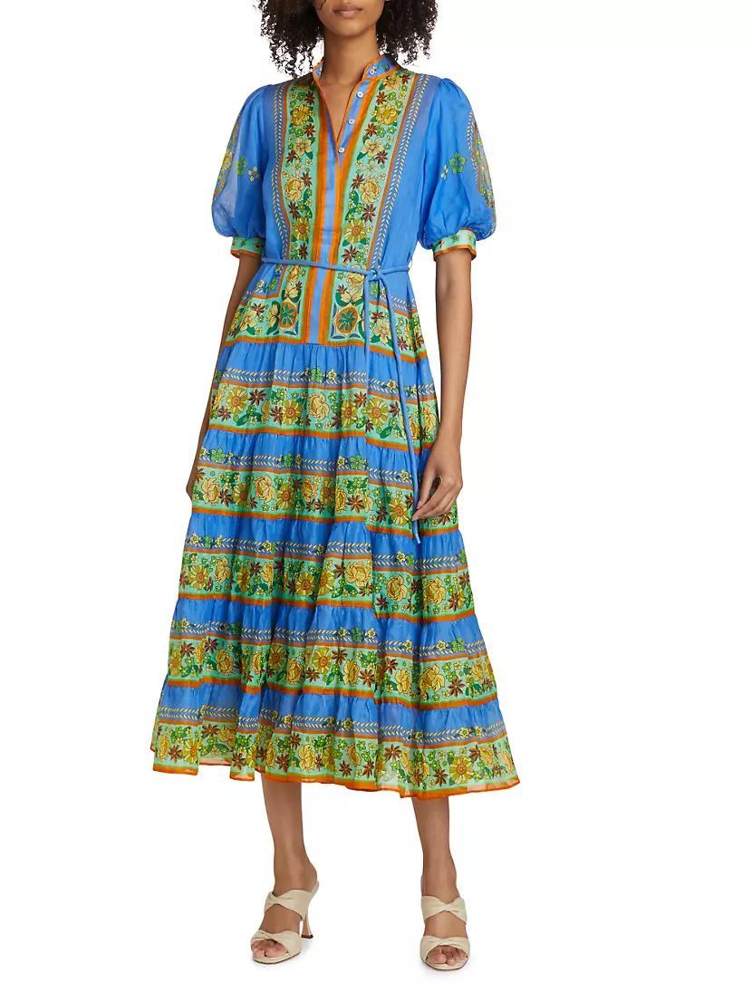 Linda Tiered Peasant Midi-Dress Product Image