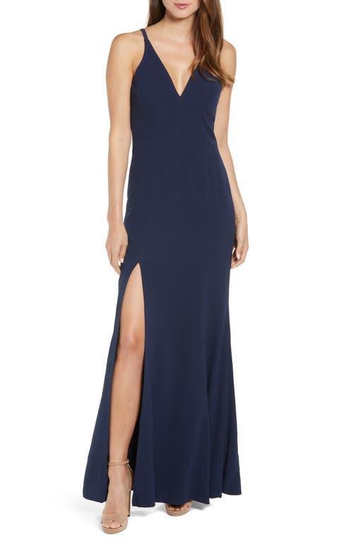 Dress the Population Iris Slit Crepe Gown Product Image