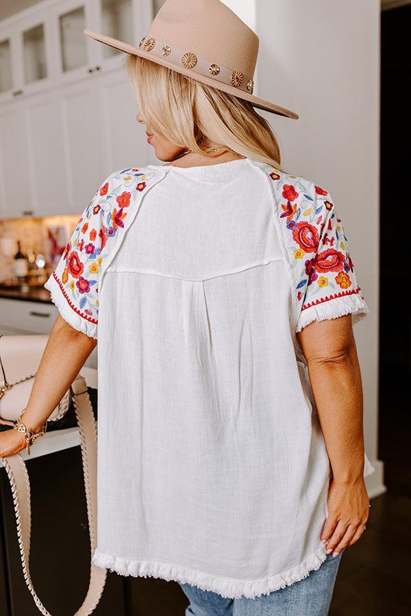 Loving The Sun Embroidered Top In White Curves Product Image