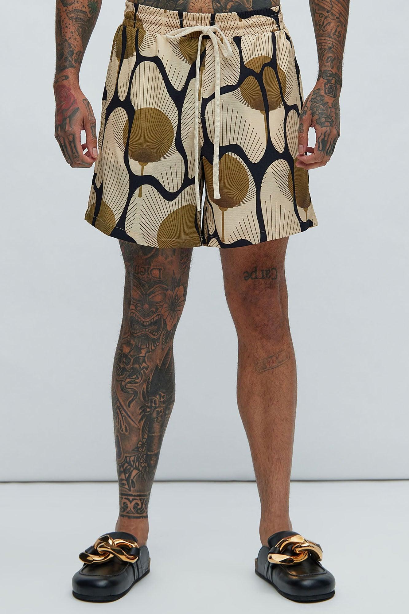 Sahara Textured Warmup Shorts - Tan/Multi Product Image