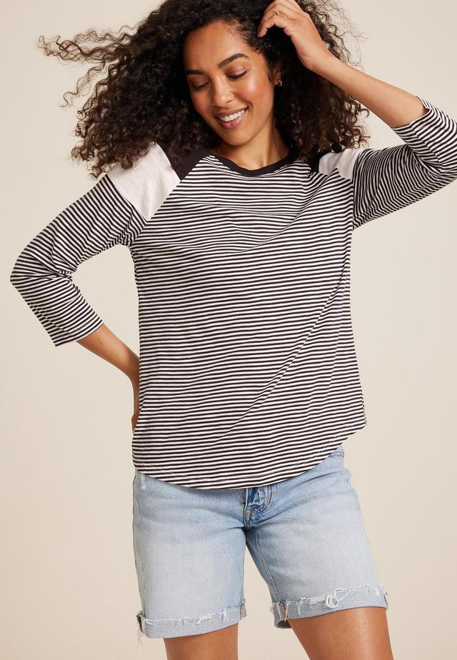 24/7 Cotton Striped Crew Neck Tee Product Image